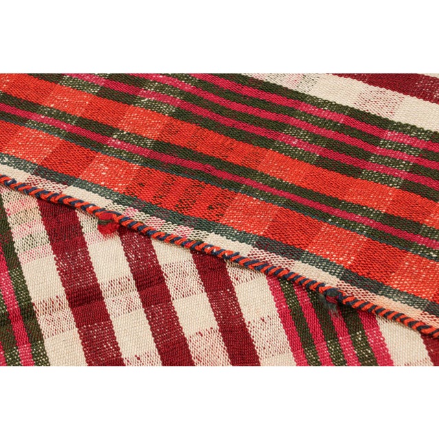 Textile Vintage Jajim Qashqai Persian Kilim With Red, Ivory & Pink Stripes - Rug & Kilim For Sale - Image 7 of 7