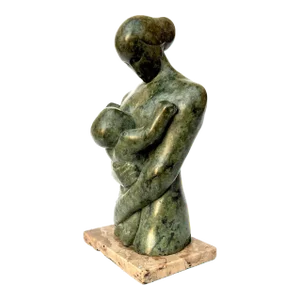 Vintage Modernist Original Stone Sculpture of a Woman and Child by Carter 1935