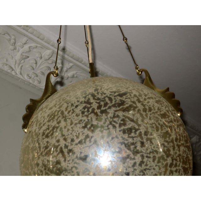 Metal Frosted Glass and Brass Pendant Lamp from Doria Leuchten, 1970s For Sale - Image 7 of 14