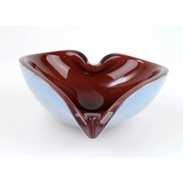 Italian hand-blown Murano glass bowl in light blue and purple. In the Style of Glass Studio, Murano. A-664-335