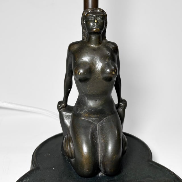 Vintage Swedish Grace Mermaid Table Lamp in Bronze from Malmö Metallvarufabrik, 1930s For Sale - Image 10 of 15