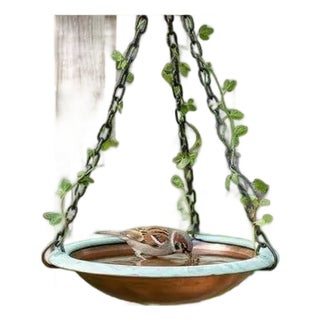 Handmade Hammered Copper Bird Bath Bowl For Sale