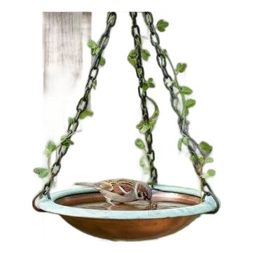 Handmade Hammered Copper Bird Bath Bowl For Sale
