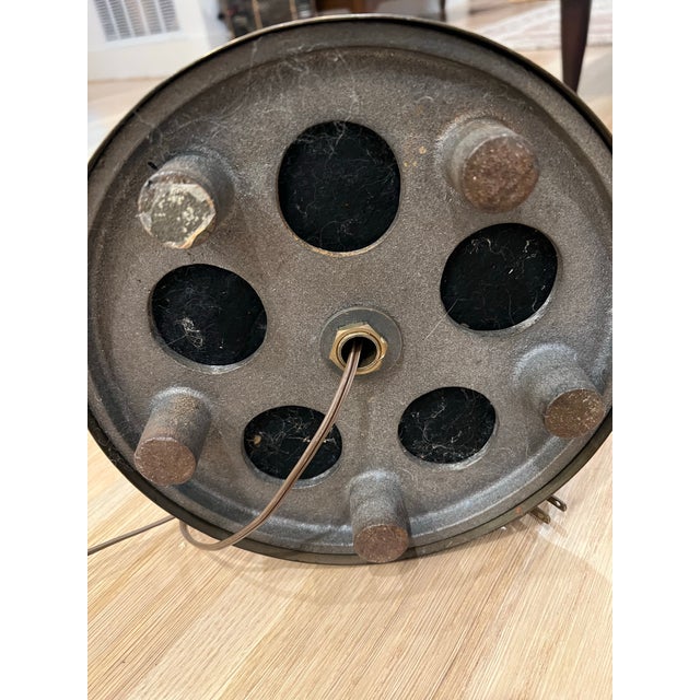 Vintage Patinated Brass Adjustable Dome Floor Pharmacy Lamp With White Enamel Interior Shade For Sale In Dallas - Image 6 of 7