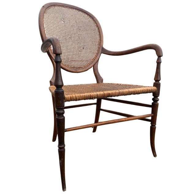 Brown Victorian Chair in Beechwood with Rattan Seat For Sale - Image 8 of 8