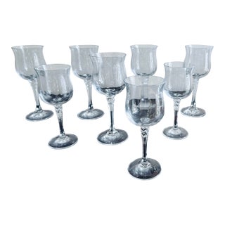Vintage Towle Crystal Silhouette Water Goblets, Set of 8, Optic Bowl, Hexagon Stem For Sale