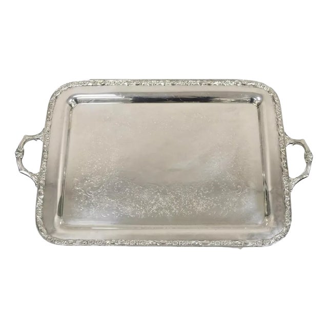 Vintage Wa Rogers Victorian Rose 992 Silver Plated Serving Platter Tray For Sale