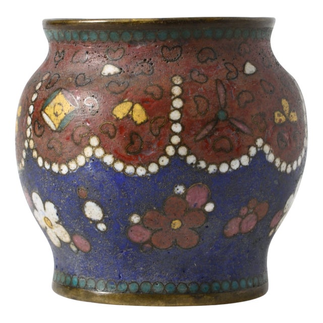 Japanese Cloisonne Enamel Vase, 1800s For Sale