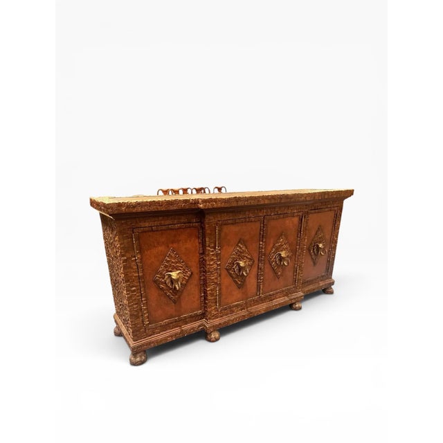 2000 - 2009 Attributed Maitland-Smith British Colonial Style Coconut Shell and Copper Top Bar Cabinet For Sale - Image 5 of 15