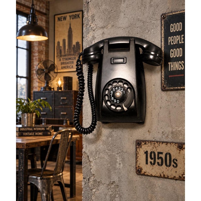 Mid-Century Modern Vintage Ericsson Bakelite Rotary Wall Telephone For Sale - Image 3 of 7