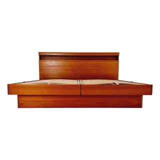 Mid-Century Modern Danish Teak King Size Double Bed, 1970s For Sale