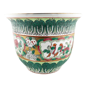 Chinese Famille Verte Bok Choy Planter With Gilt Accents, Qing Style