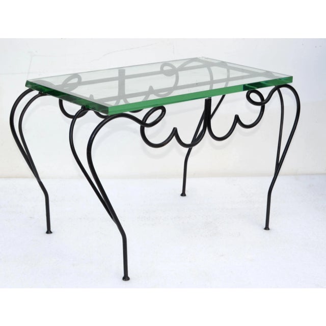 Metal René Prou Iconic Black Iron & Glass French Side, End Table Mid-Century Modern For Sale - Image 7 of 13