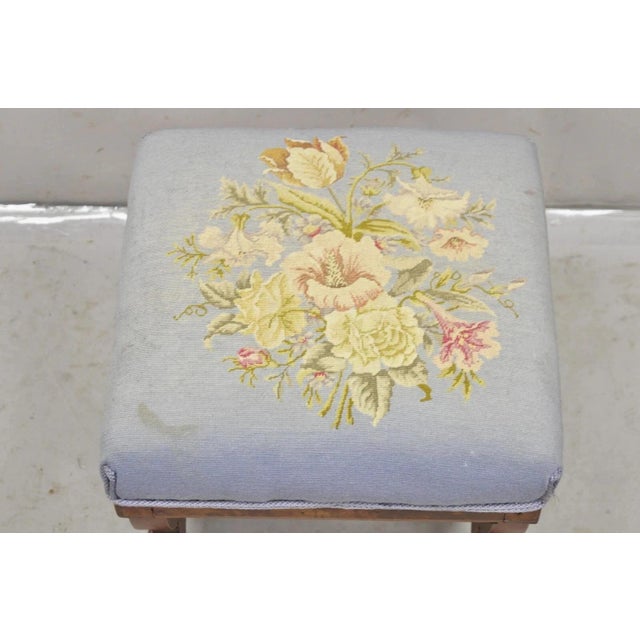 Antique Eastlake Victorian Burl Walnut Carved Curule Footstool Ottoman Stool For Sale In Philadelphia - Image 6 of 11