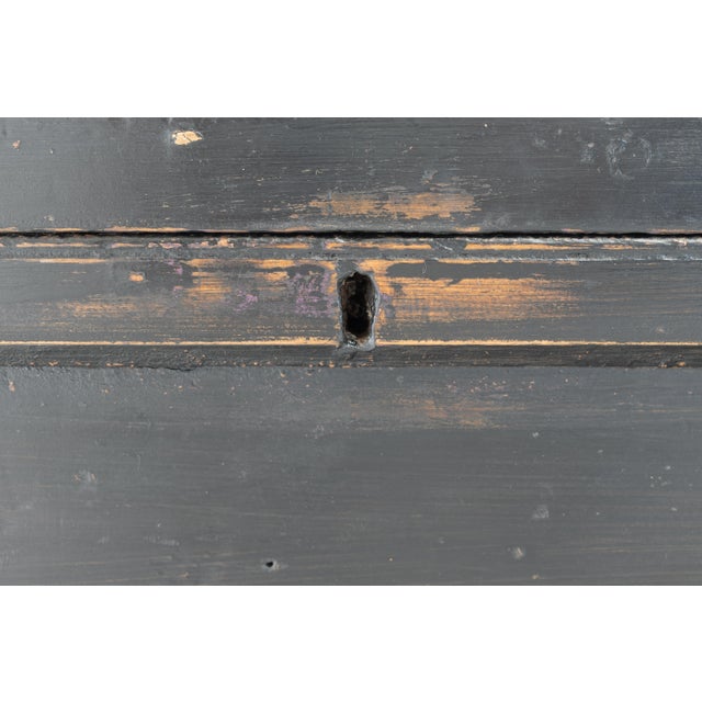 Black Antique Pine Storage Trunk, 1890s For Sale - Image 8 of 9