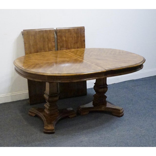 Bernhardt Furniture Walnut French Provincial 100" Oval Double Pedestal Dining Table For Sale - Image 10 of 12