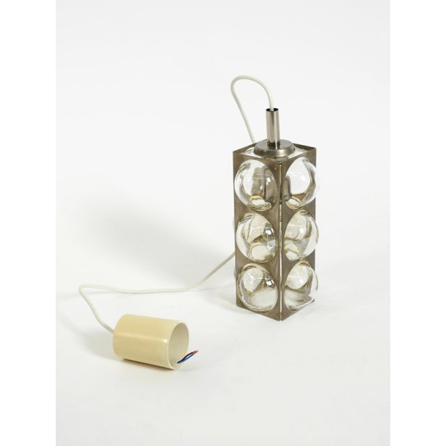 Vintage Space Age Pendant Lamp in Glass and Nickel-Plated Metal by Temde, 1960s For Sale - Image 15 of 18