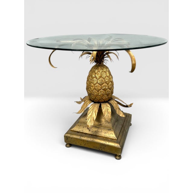 Pair of Mid-Century Italian Hollywood Regency Brass Pineapple Side Tables. For Sale In West Palm - Image 6 of 15