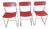 Vintage 1970s Red Perforated Mesh & Chrome Stacking Dining Chairs – Set of 3 For Sale