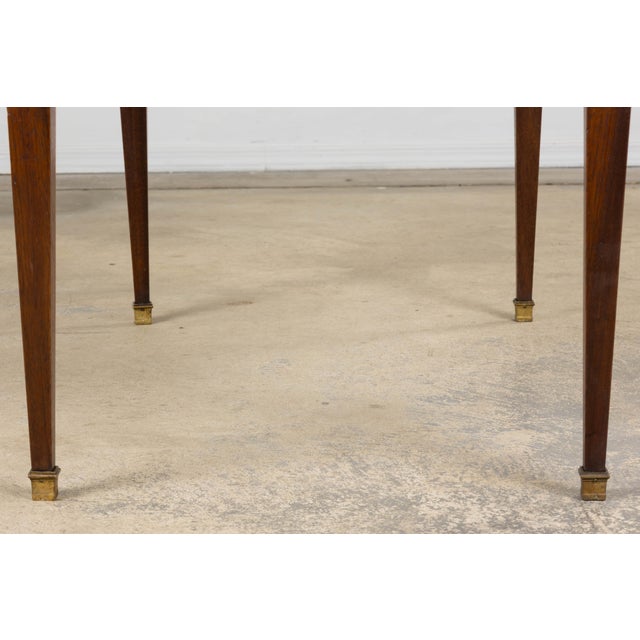 French Louis XVI Style Mahogany Coffee Table With Brass Sabots, Mid-20th Century For Sale - Image 16 of 16