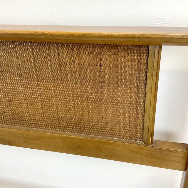Mid-Century Walnut & Cane Front Headboard- King For Sale - Image 9 of 12