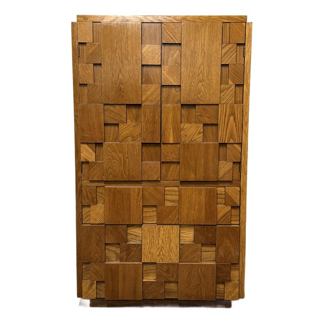 Vintage MCM Lane “Staccato” Brutalist Armoire For Sale