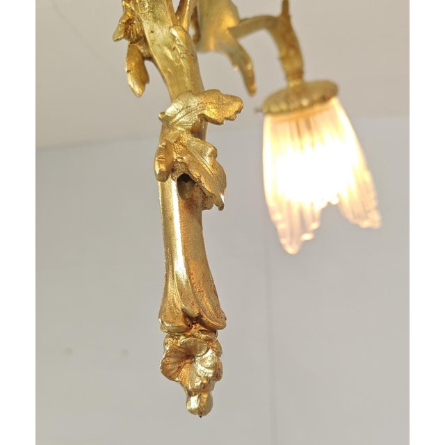 Antique French Louis XV Three-Light Chandelier in Bronze, 1890s For Sale - Image 6 of 11
