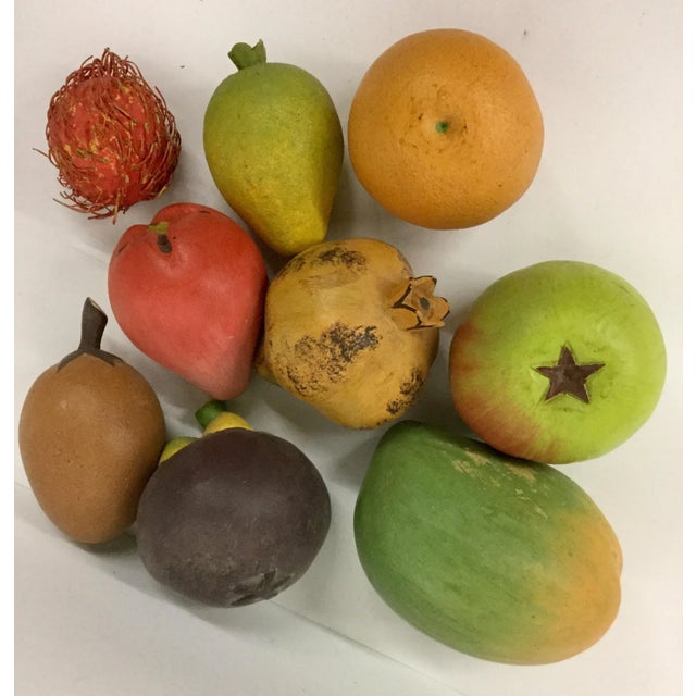 Wood 1970s Vintage Tropical Fruit & Italian Clay Topiary - 10 Pieces For Sale - Image 7 of 13