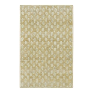 Contemporary Block Print Floral Natural Silk Runner by Rug & Kilim, India For Sale