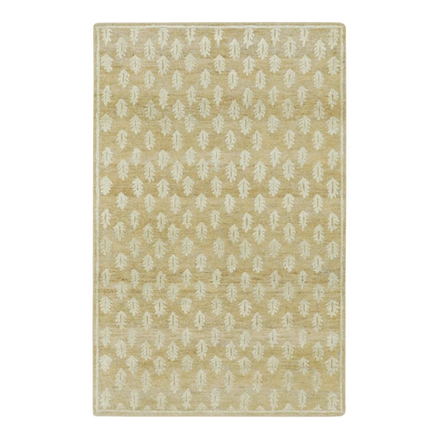 Contemporary Block Print Floral Natural Silk Runner by Rug & Kilim, India For Sale