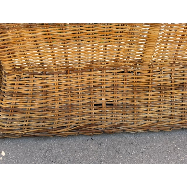 Vintage 72” Handwoven Rattan Sofas With Large Braid Trim, Pair For Sale - Image 15 of 17