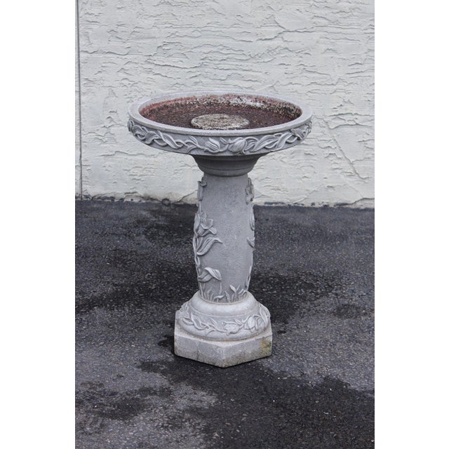 Cast Stone Floral Bird Bath For Sale - Image 14 of 15