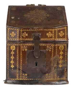18th Century Leather-Covered Wooden Letter Box