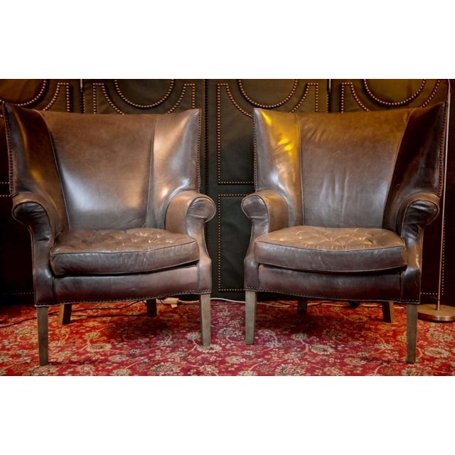 Early 21st Century Drake Armchairs in Graphite Leather by Ralph Lauren for Restoration Hardware, 2010s, Set of 2 For Sale - Image 5 of 12