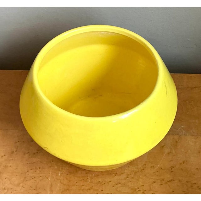 Vintage Yellow Geometric Ceramic Planter For Sale - Image 11 of 12