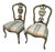 Late 19th Century Vintage Italian Green Painted, Carved and Gilt Louis XV Side Chairs- A Pair For Sale