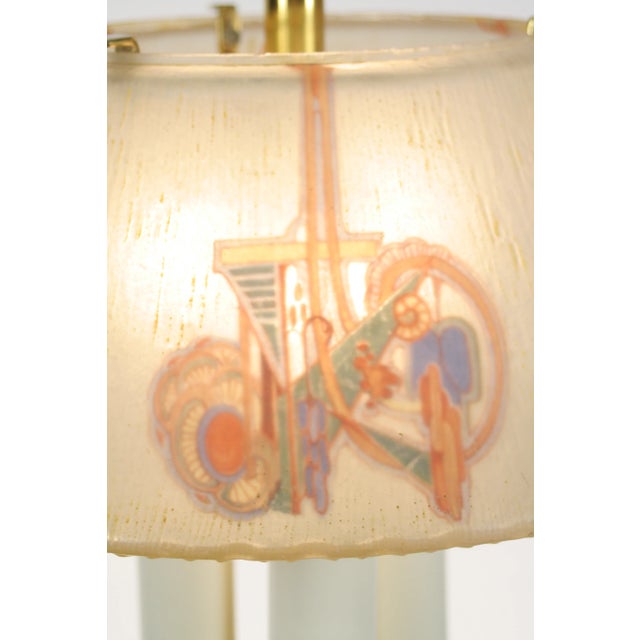 1920s 1920s Lightolier "Dinolier" Chandelier With Nouveau or Deco Patterned Shade #2203 For Sale - Image 5 of 9