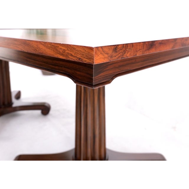Two Part Rosewood Two Pedestals Dining Table Game Table Mint For Sale - Image 12 of 17