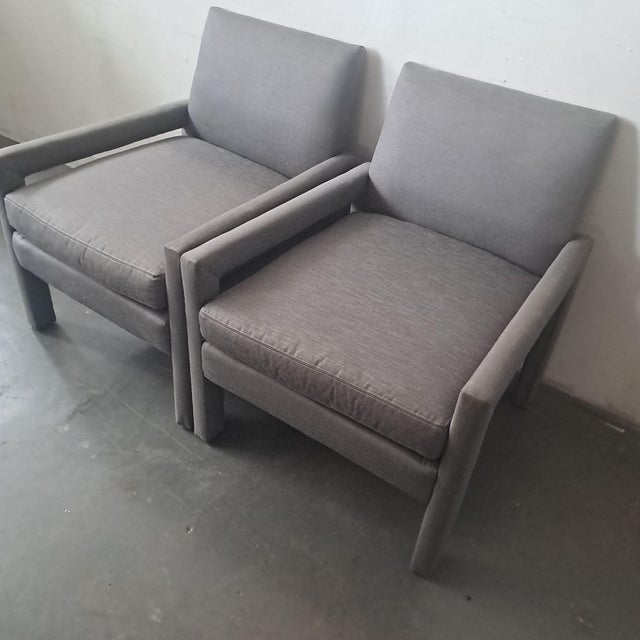 Modern Pair of Jayson Home Collection Modern Gray Lounge Chairs For Sale - Image 3 of 7
