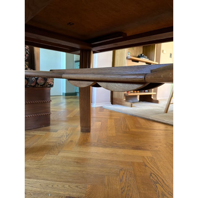Wood Vintage French 1940’s Wood Dining Table With Parquetry Checkered Top For Sale - Image 7 of 12
