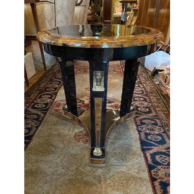 Metal Maitland-Smith 1980s Faux Tortoise Shell Egyptian Revival Drinks Table For Sale - Image 7 of 8
