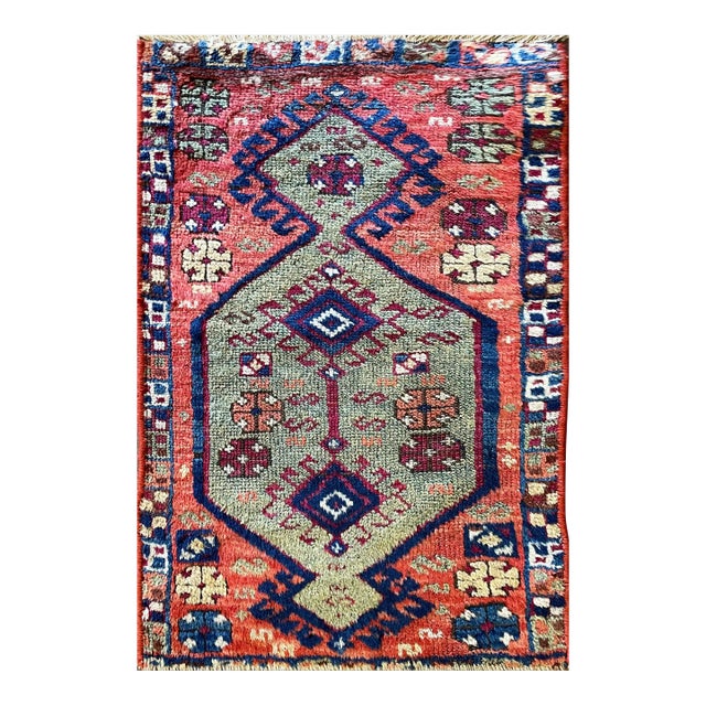 Antique Oushak Yastik Anatolian Rug, the Stars 16" X 28" For Sale