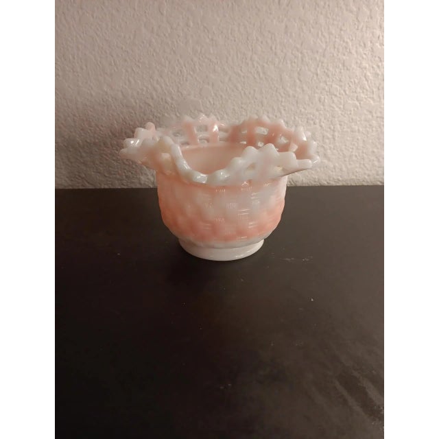 GORGEOUS FENTON 1970s Rosalene Basket Weave 5" Planter Bud Vase. This beautiful Fenton decorative basket is a must-have...