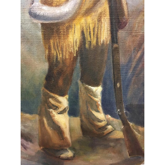 Figurative Mid 20th Century Portrait of a Frontiersman Oil Painting For Sale - Image 3 of 6