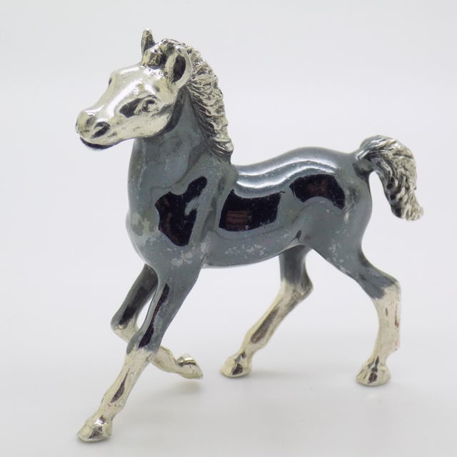 Italian Vintage Italian Handmade Genuine Sterling Silver 925 Darkened Horse Large Figurine For Sale - Image 3 of 10
