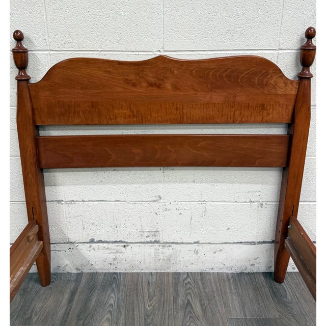 Brown Vintage Twin Size Federal Style Empire Style American Tiger Maple Bed For Sale - Image 8 of 10