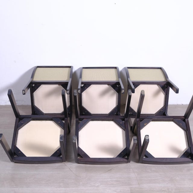 Vintage Chairs in Wood and Fabric, 1970s, Set of 6 For Sale - Image 17 of 18