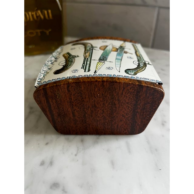 Brown Fornasetti Attributed MCM Metal Box With Arms Decoration For Sale - Image 8 of 8