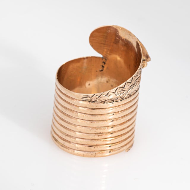 Late 19th Century Antique Victorian Extra Wide Snake Ring 14k Rose Gold Garnet Sz 7 Fine Jewelry For Sale - Image 5 of 7