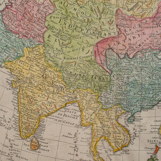Antique Map of Asia, French, Framed, Atlas, Continental Cartography, Georgian For Sale - Image 10 of 12